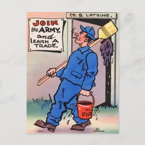 Vintage Join the Army Learn a Trade Comic Postcard