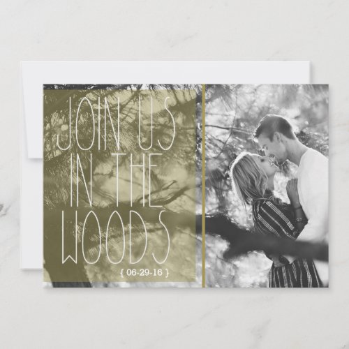 Vintage Join Us In The Woods Wedding  Photo Invitation