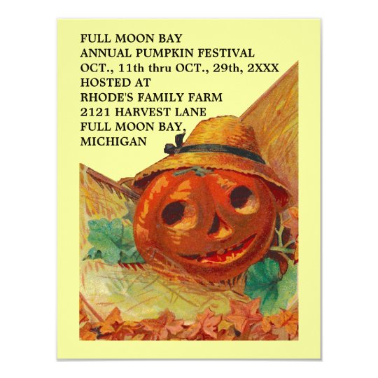 Vintage JOL PUMPKIN HARVEST Carving Invitations