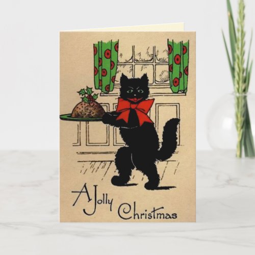 Vintage Jolly Christmas Cat Card