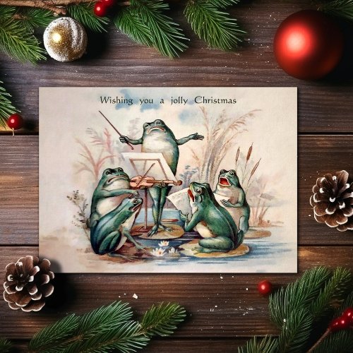 Vintage Jolly Frogs Christmas Card