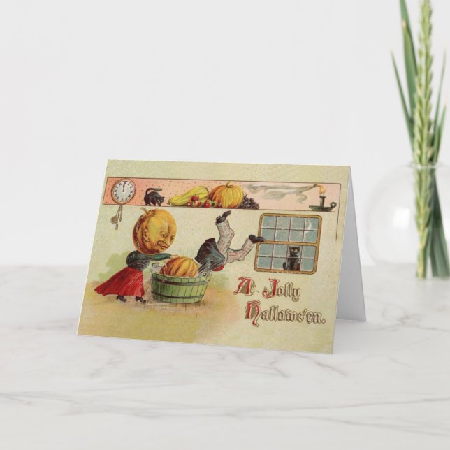Vintage Jolly Halloween Greeting Card (Front)