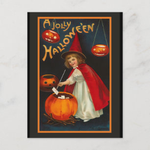 Vintage Jolly Halloween Invitation Postcard