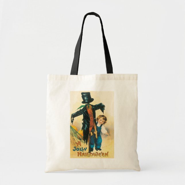 Vintage Jolly Halloween Scarecrow Ellen Clapsaddle Tote Bag (Front)
