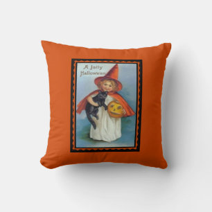 Vintage Jolly Halloween Throw Pillow