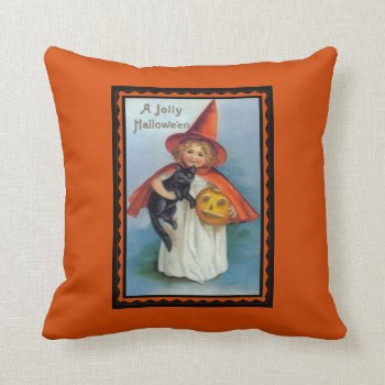 Vintage Jolly Halloween Throw Pillow by ForEverProud at Zazzle