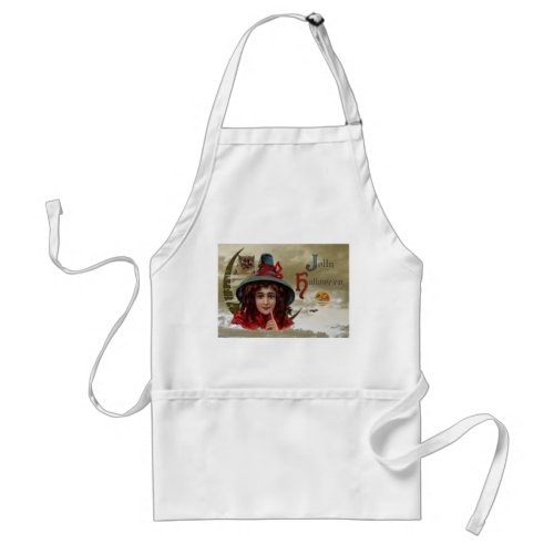 Vintage Jolly Halloween Witch Adult Apron