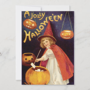 Vintage Jolly Halloween Witch by Ellen Clapsaddle Invitation