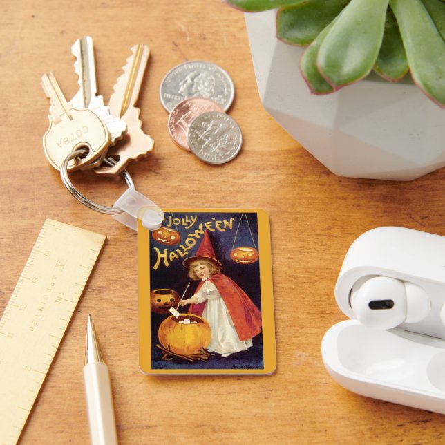 Vintage Jolly Halloween Witch by Ellen Clapsaddle Keychain (Desk)
