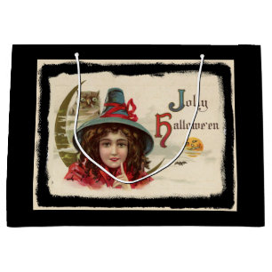 Vintage Jolly Halloween Witch Large Gift Bag