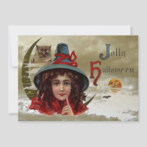 Vintage Jolly Halloween Witch Party Invitation