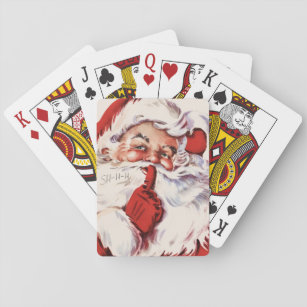 Vintage Jolly Old Santa Shhh Jumbo Playing Cards