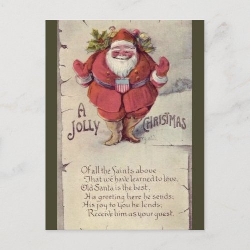 Vintage Jolly Santa Christmas Postcard