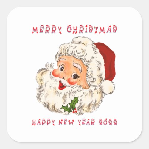 Vintage Jolly Santa Christmas Square Sticker