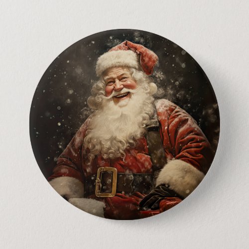 Vintage Jolly Santa Claus Christmas Holiday Button