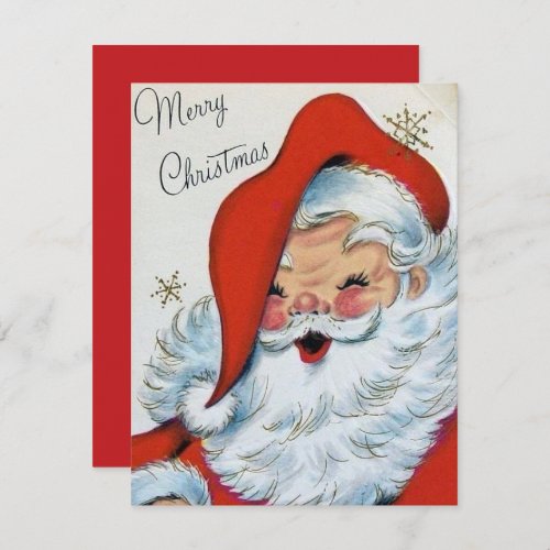 Vintage Jolly Santa Claus Christmas  Holiday Card
