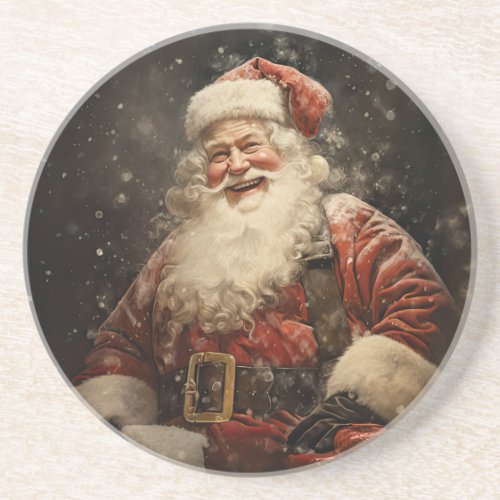 Vintage Jolly Santa Claus Christmas Holiday Coaster