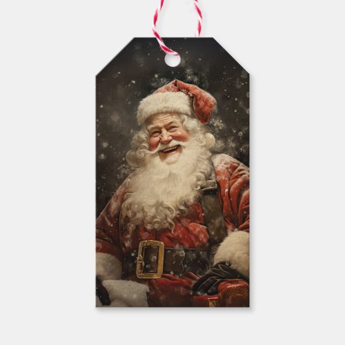 Vintage Jolly Santa Claus Christmas Holiday Gift Tags