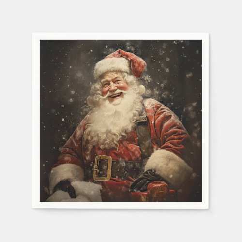 Vintage Jolly Santa Claus Christmas Holiday Napkins