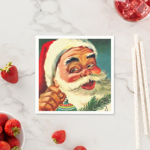 Vintage Jolly Santa Claus Face Napkins