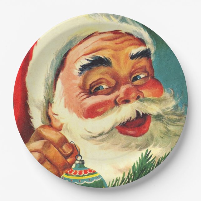 Vintage Jolly Santa Claus Face Plate (Front)