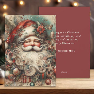 Vintage Jolly Santa Claus Face Presents Holiday Card