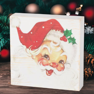 Vintage Jolly Santa Custom Christmas Wooden Box Sign
