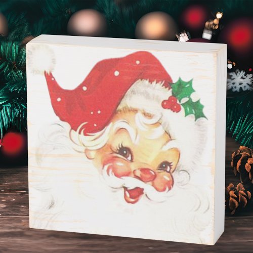 Vintage Jolly Santa Custom Christmas Wooden Box Sign