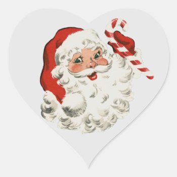 Vintage Jolly Santa Heart Sticker by WingSong at Zazzle