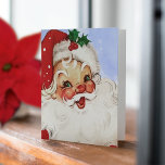 Vintage Jolly Santa Watercolor Christmas Holiday Card<br><div class="desc">This festive non-photo holiday greeting card features a retro watercolor illustration of a jolly Santa on the front. The greeting on the inside of the card says "Happy Holidays" but is editable and can be changed to anything you like. There is also space for your own text or hand-written message....</div>