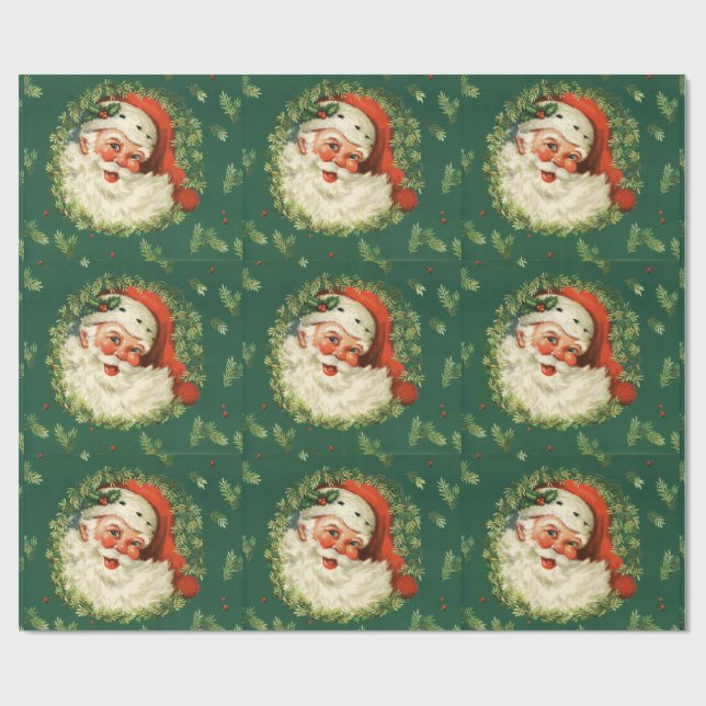 Vintage Jolly Santa Wrapping Paper (Flat)