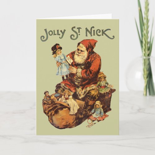 Vintage Jolly St Nick Holiday Card