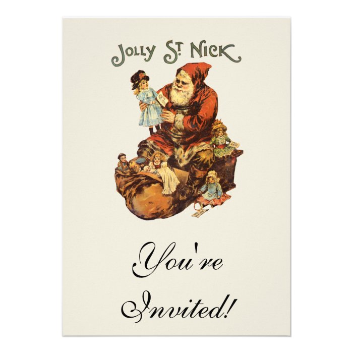 Vintage Jolly St. Nick Personalized Invitation