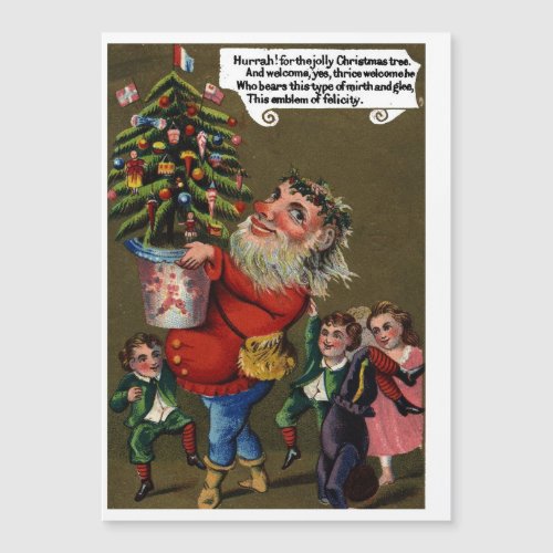 Vintage Jolly St Nick with Christmas Tree Holiday 