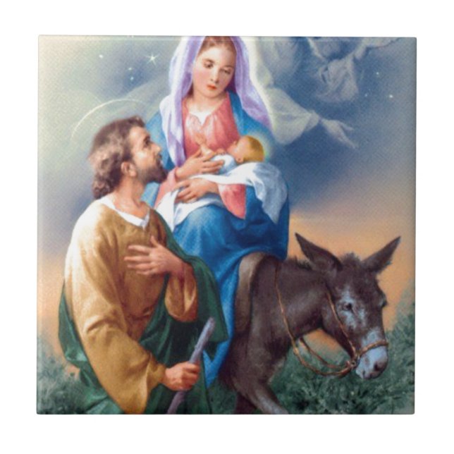 Vintage Joseph And Mary With Baby Jesus Tile (Front)