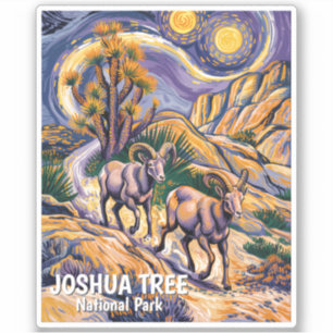 Vintage Joshua Tree Scenery Wildlife Sheep Custom Sticker