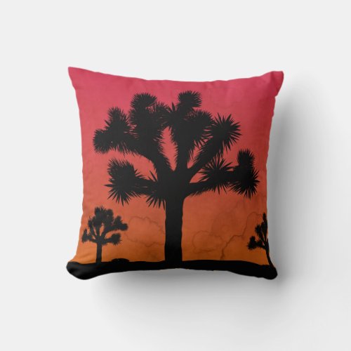 Vintage Joshua Tree Sunset Throw Pillow