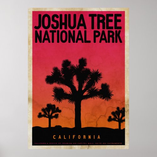 Vintage Joshua Tree Sunset Travel Poster