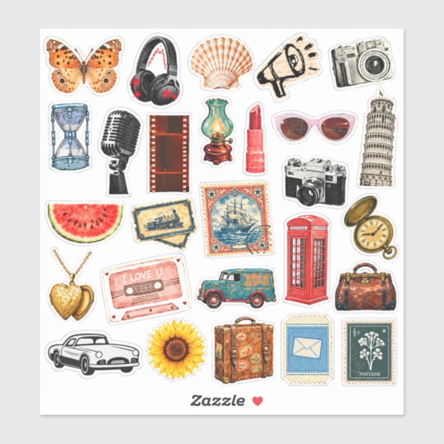 Vintage Journal Sticker Set – Timeless & Charming (Sheet)