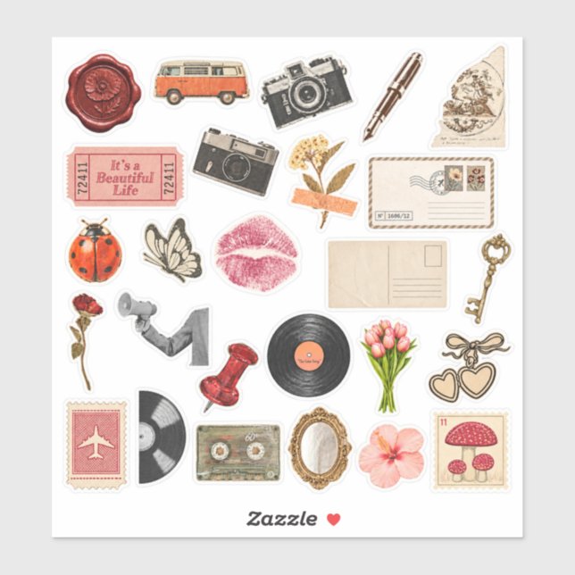 Vintage Journal Sticker Set – Timeless & Charming (Sheet)