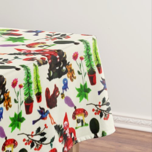 Vintage Joy Chirstmas Winter Santa Woodland Forest Tablecloth