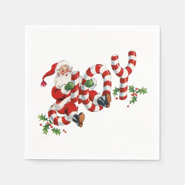 Vintage Joy Santa Napkins (Front)
