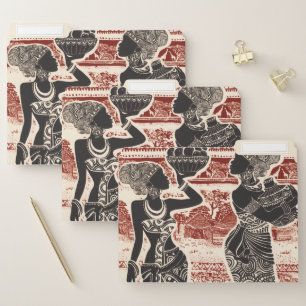 Vintage Joy Tribal African Women Village File Folder