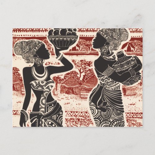 Vintage Joy Tribal African Women Village Postcard