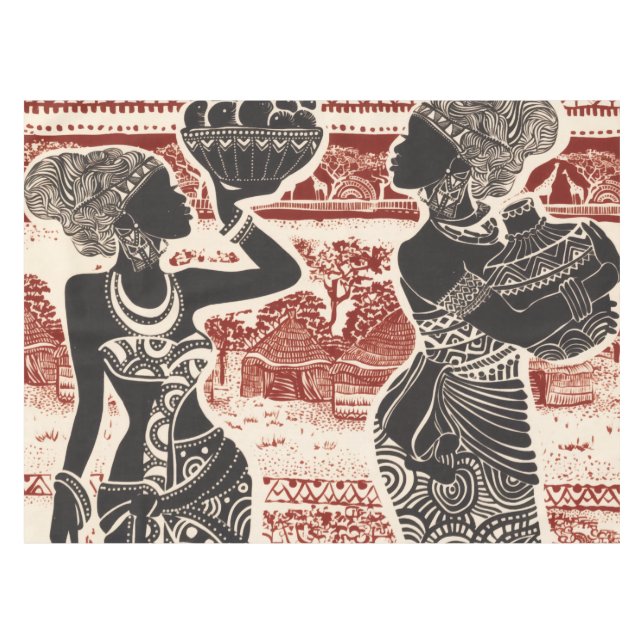 Vintage Joy Tribal African Women Village Tablecloth (Front (Horizontal))