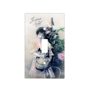 Vintage Joyeux Noël with Girl and Doll Light Switch Cover