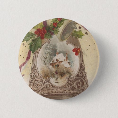 Vintage Joyous Christmas Bell Pinback Button