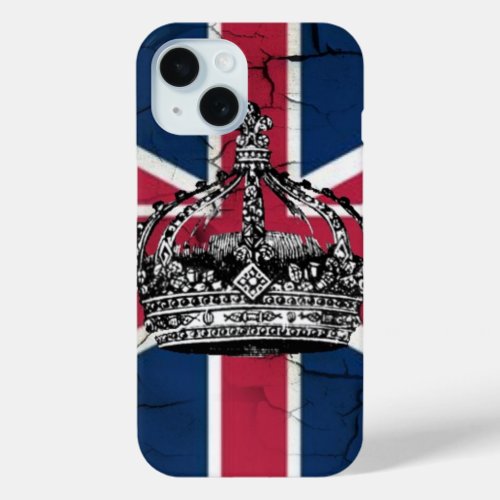 vintage jubilee british flag union jack crown iPhone 15 case