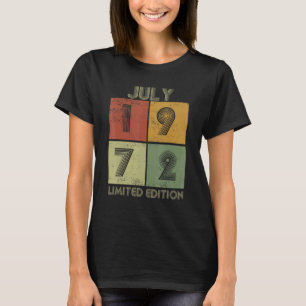 Vintage July 1972  50 Years Old Birthday T-Shirt