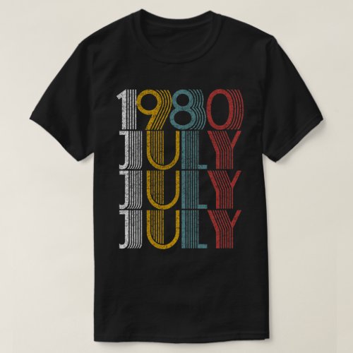 Vintage July 1980 Birthday Gifts Men Women T_Shirt